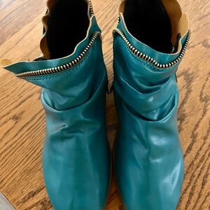 Turquoise Zippered Dress Boots